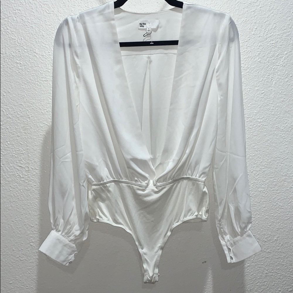 By The Way. Long sleeve White Bodysuit. Small.